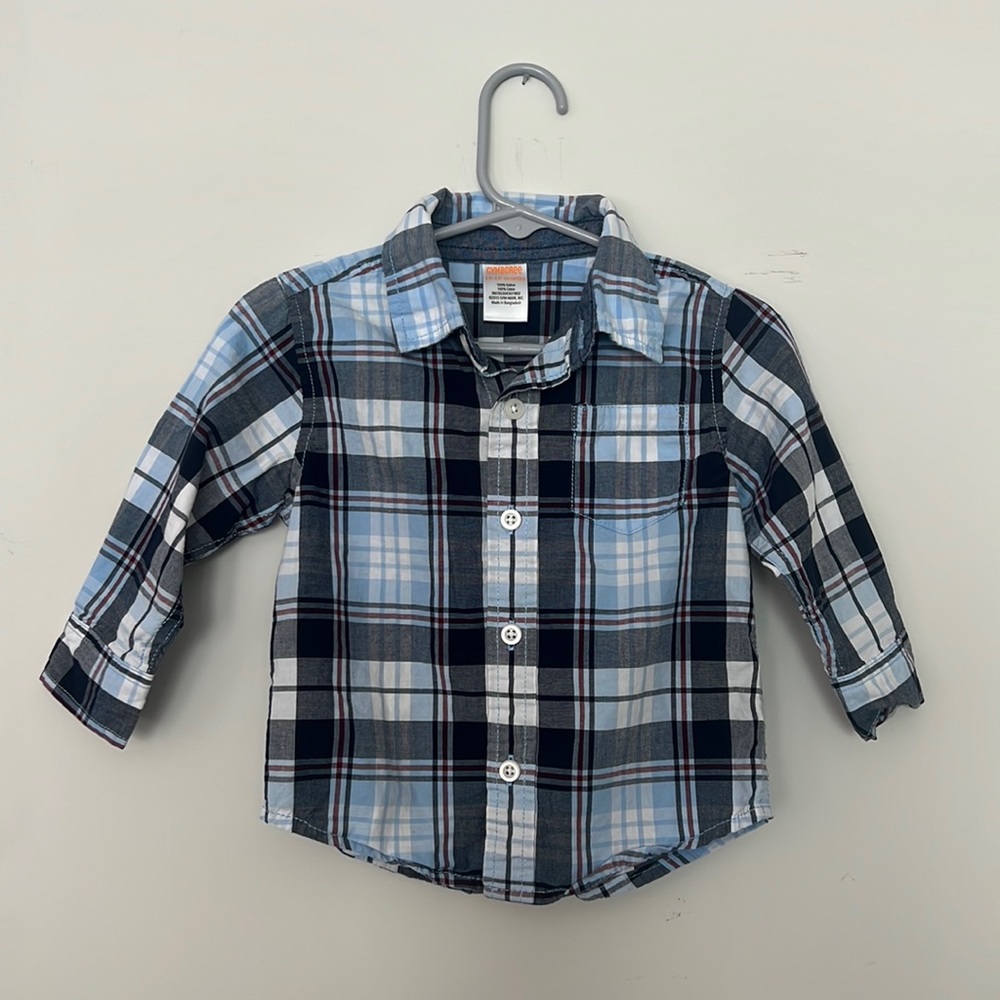 GYMBOREE 12-18 month blue plaid button up